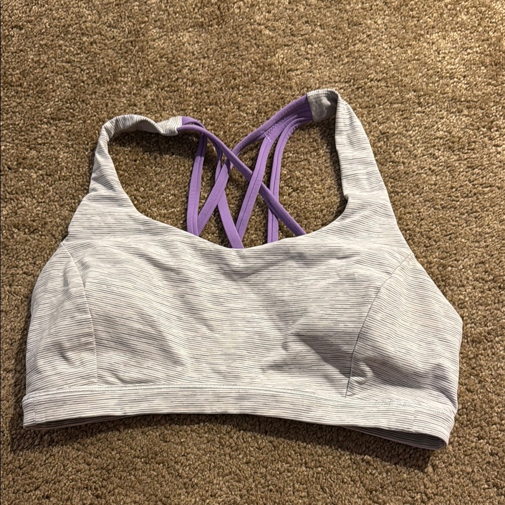 lululemon athletica Light Gray and Purple Strappy Sports Bra